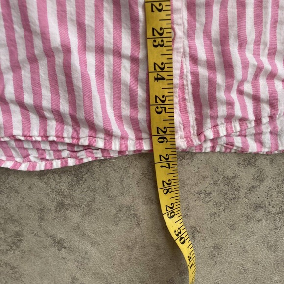 Old Navy V Neck Vertical Striped Button up womens Size XXL Pink White - Picture 7 of 11